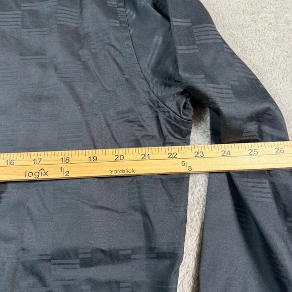 Robert Graham Button Down Shirt Mens Medium Black Satin Pleated Flip Cuff Party - Picture 9 of 10